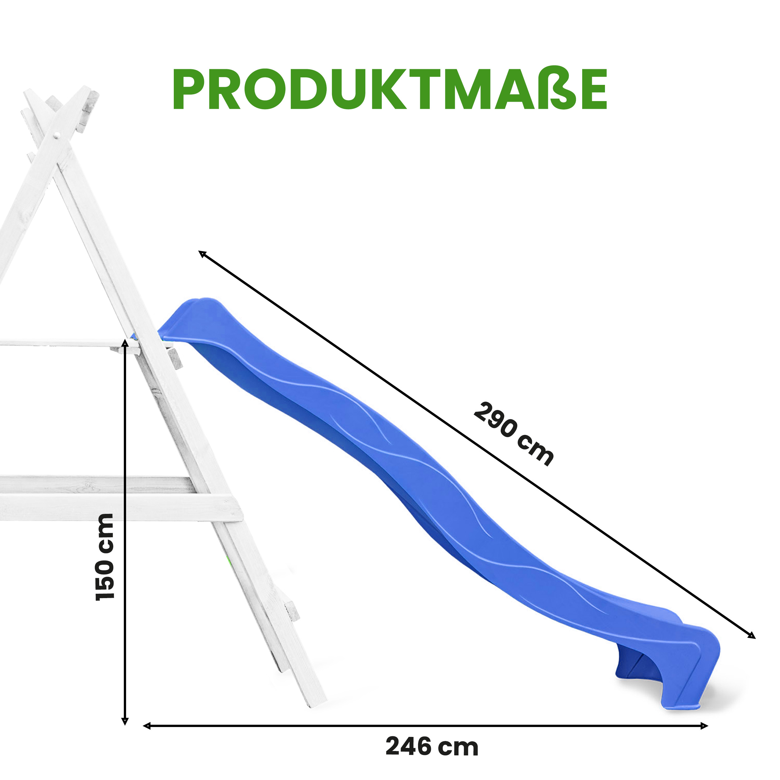 Wellenrutsche 290 cm Rutsche Anbaurutsche für den Garten