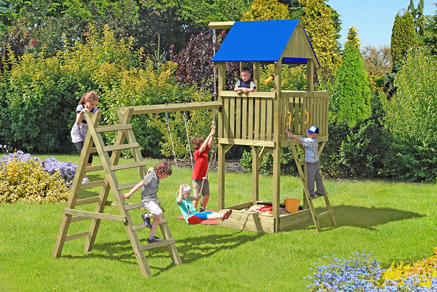Spielturm Wikinger mit Schaukel