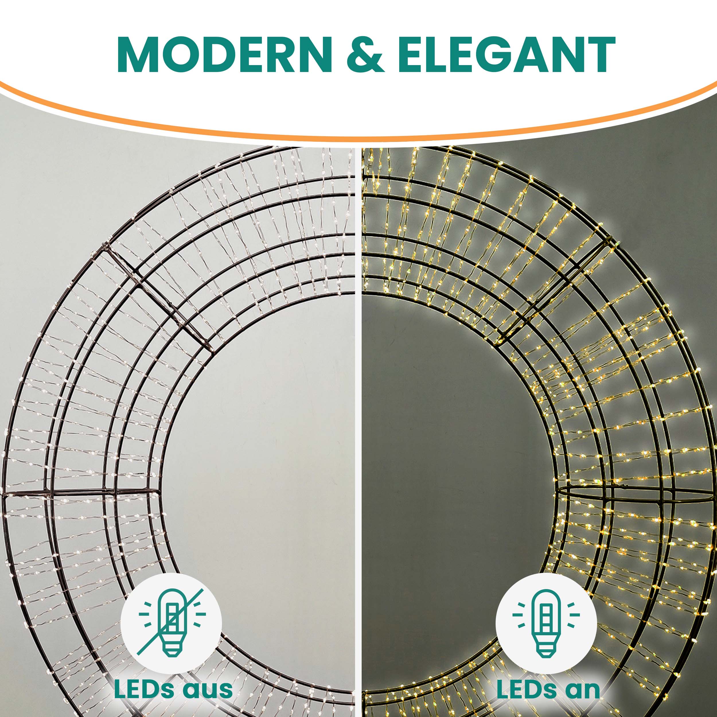 Lichterkranz Ø 70 cm mit 1920 LED warmweiß Timer-Funktion IP44