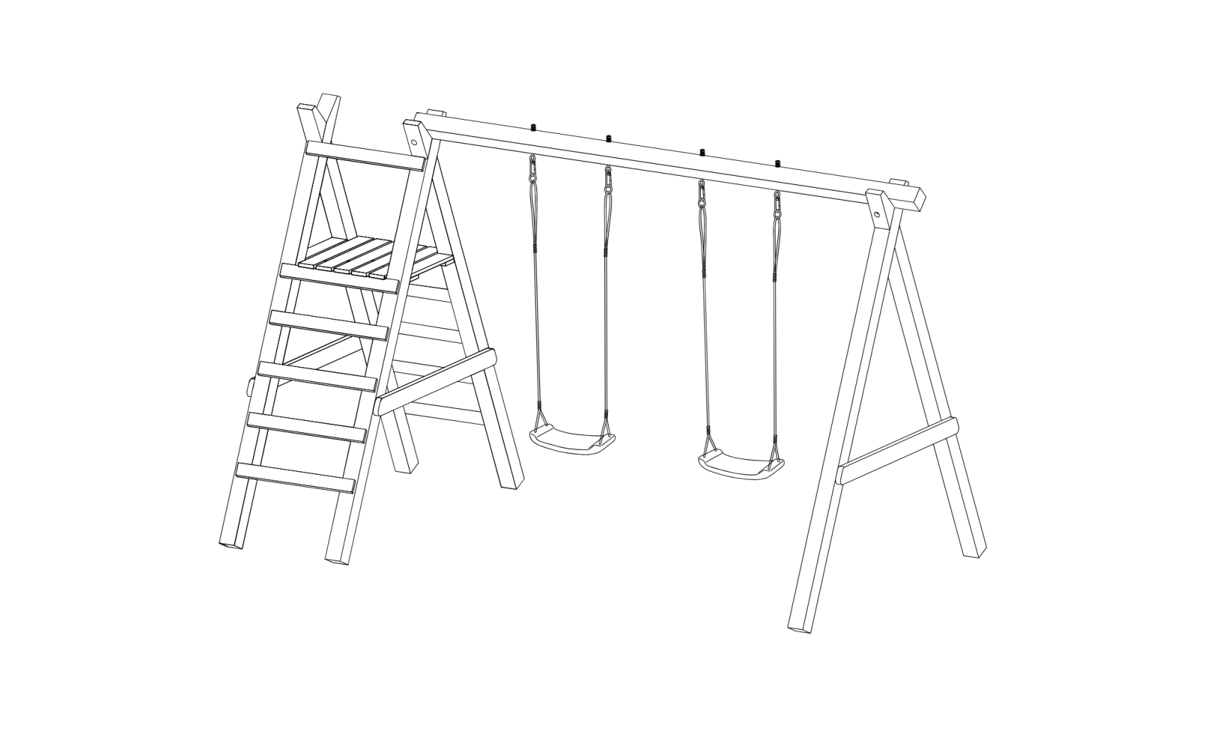 Schaukelgerüst Modell 4.2 mit Doppelschaukel für Kinder mit Podest für Rutsche