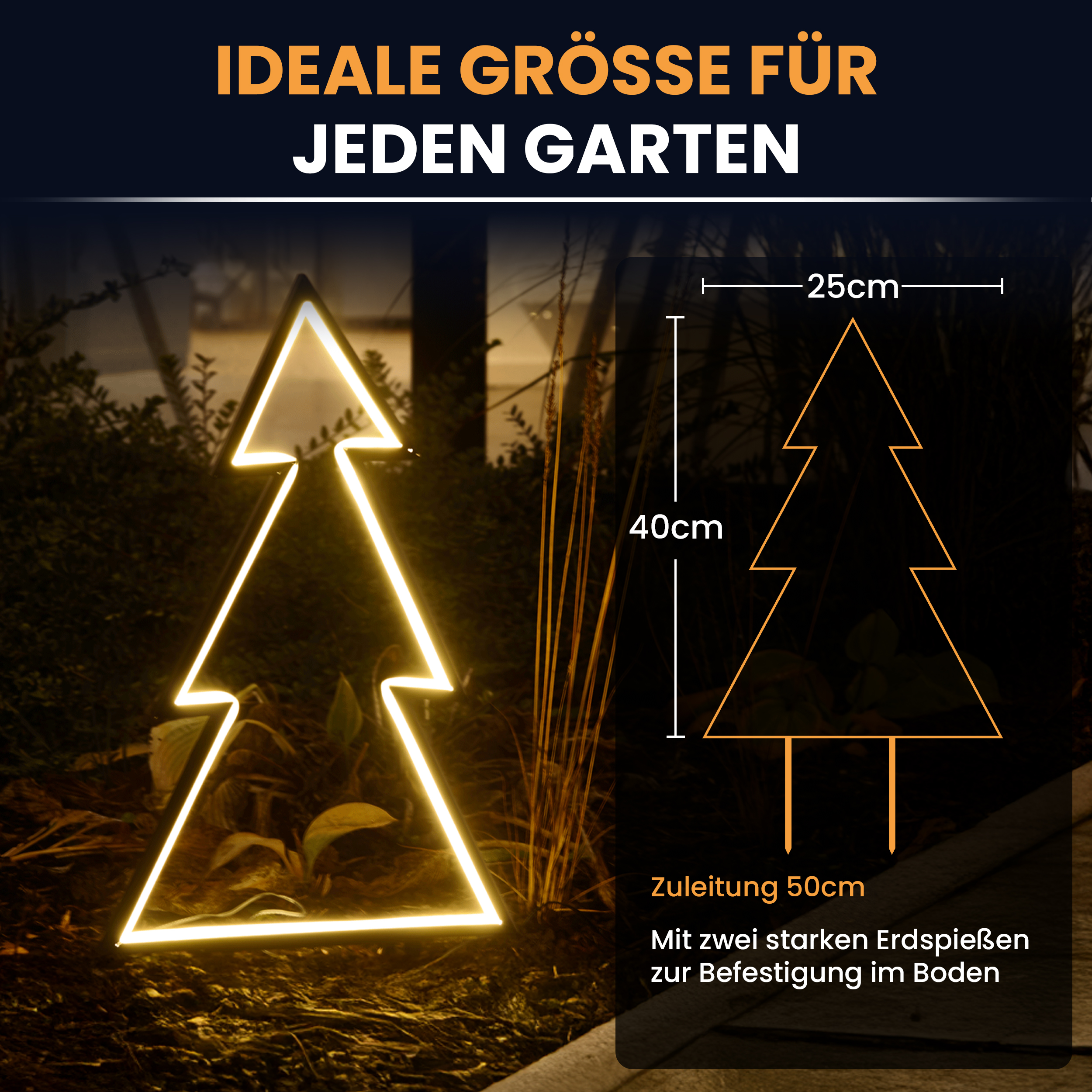 5kfB0AJG29MSoZ Gartenstecker Neon-Tanne 153 LEDs warmweiß Weihnachtsstecker Neonbeleuchtung