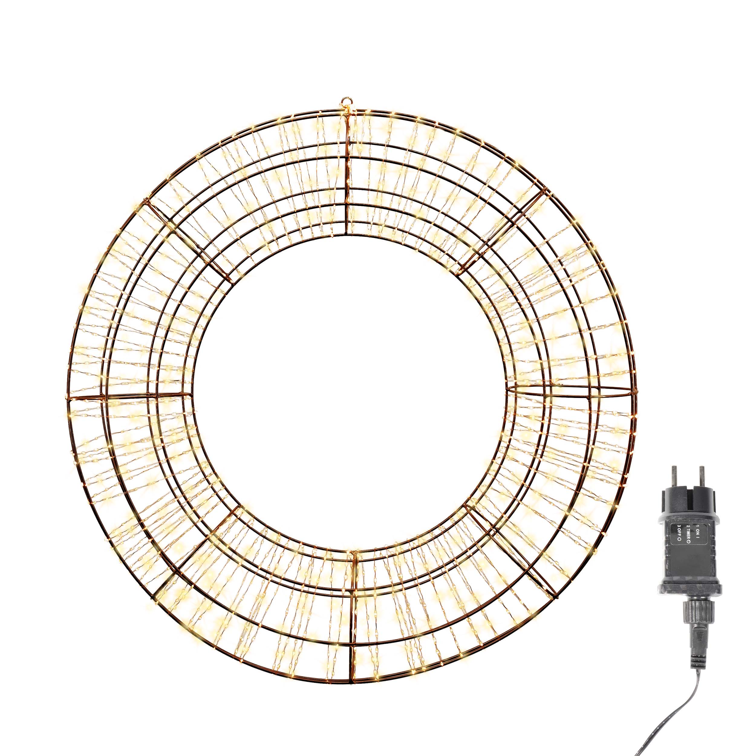 Lichterkranz Ø 70 cm mit 1920 LED warmweiß Timer-Funktion IP44