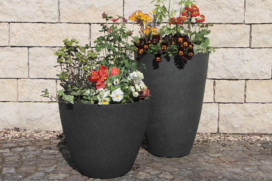 Pflanzkübel Ø 40 Höhe 55 cm rund aus Kunststoff Steinoptik anthrazit Pflanzkübel Ø 40 Höhe 55 cm rund aus Kunststoff Steinoptik anthrazit
