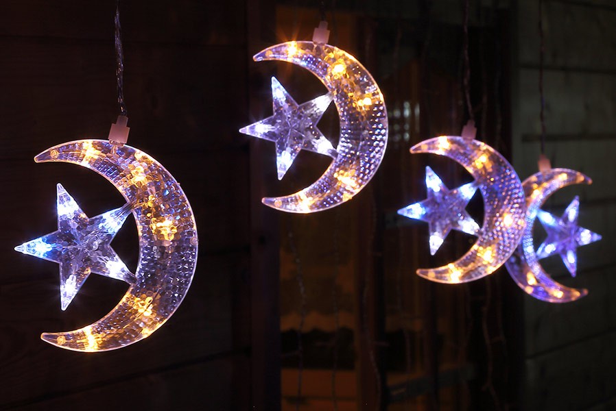 halbmonde-sterne-898F4Gmvr5bn9Zh5 LED-Lichterkette 5 Halbmonde beleuchtet Weihnachtslichterkette außen/innen