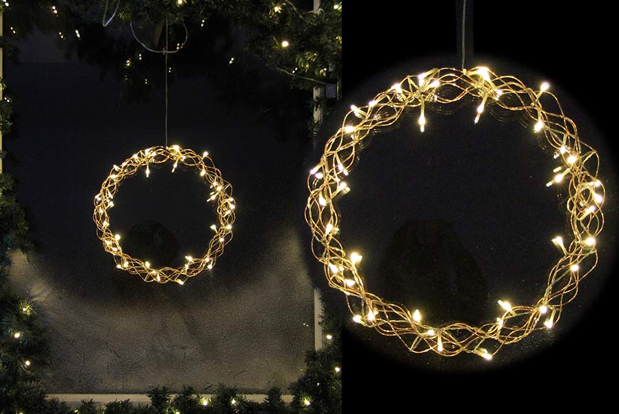 Lichterkranz Ø 40 cm Kupfer 40 LED beleuchtet zum Aufhängen Weihnachten