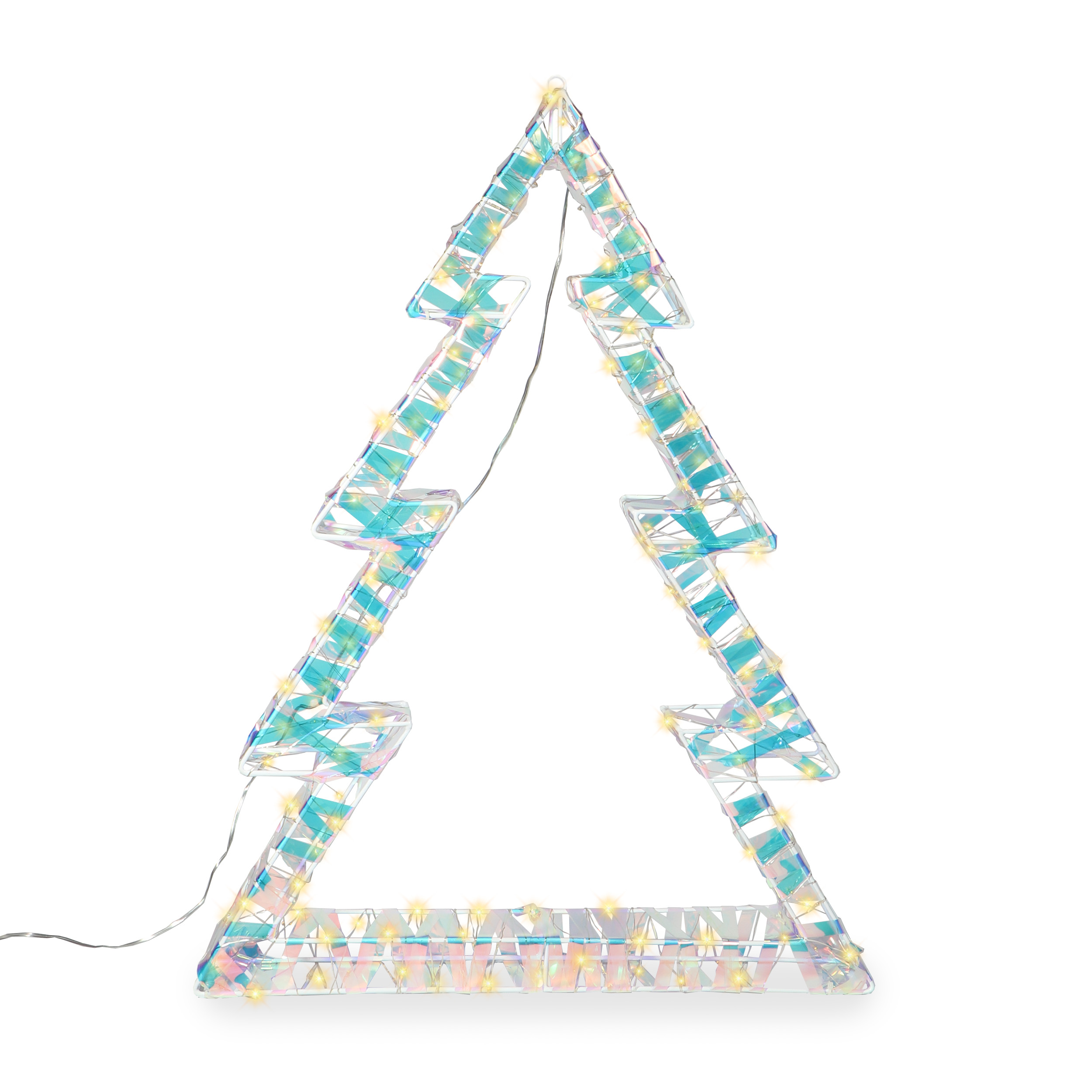 Weihnachtsdeko Tanne 63x46 cm in Regenbogenfarben 240 LED warmweiß mit Timer außen