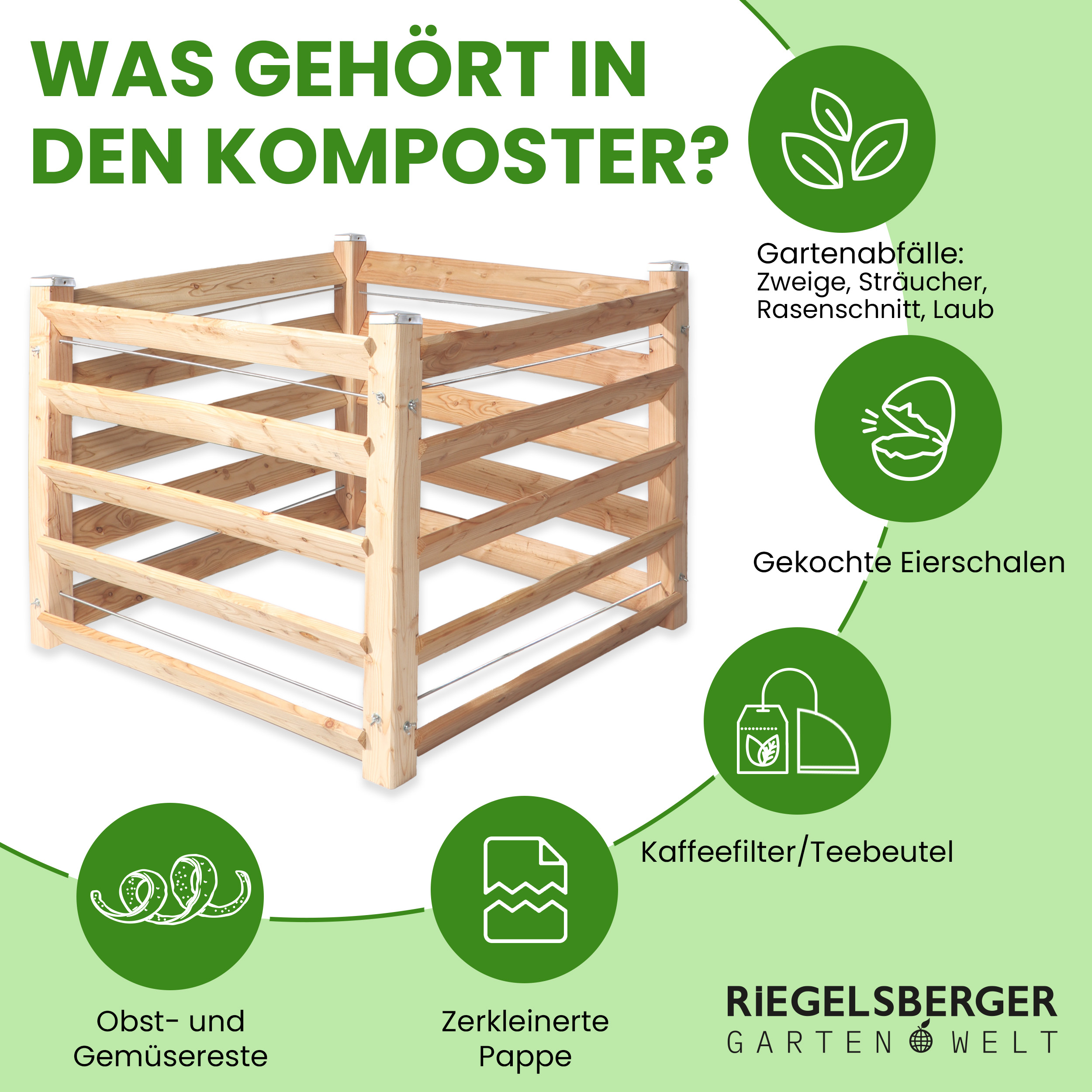 Moderner Komposter Single 80x80xH80 cm aus Lärchenholz Massivholz Steckkomposter Kompostsilo Holzkomposter