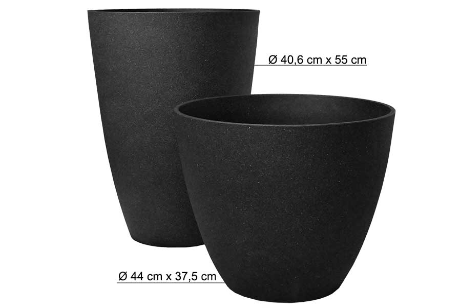 Pflanzkübel Ø 40 Höhe 55 cm rund aus Kunststoff Steinoptik anthrazit Pflanzkübel Ø 40 Höhe 55 cm rund aus Kunststoff Steinoptik anthrazit