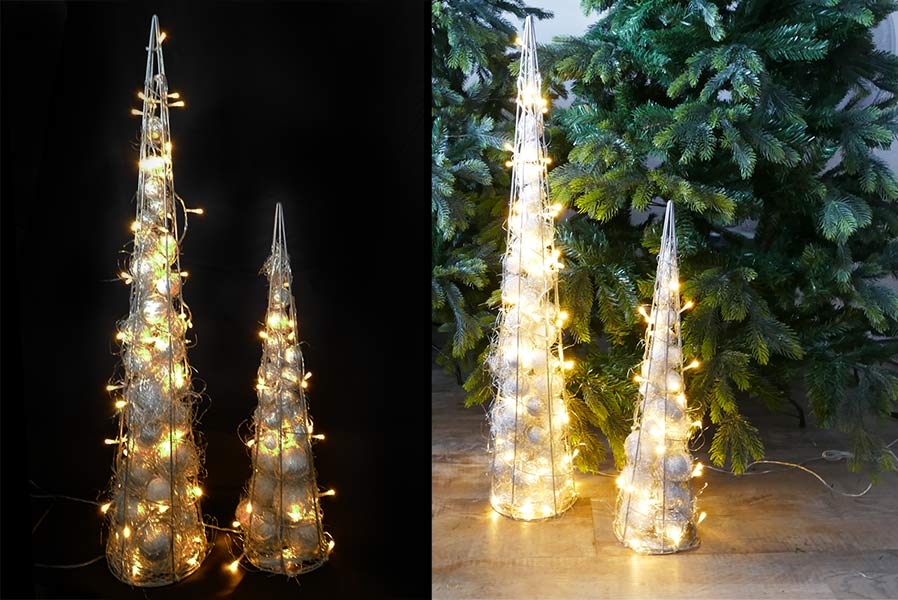 Pyramide 60 cm aus Draht 30 LED warmweiß Weihnachtspyramide Innendekoration