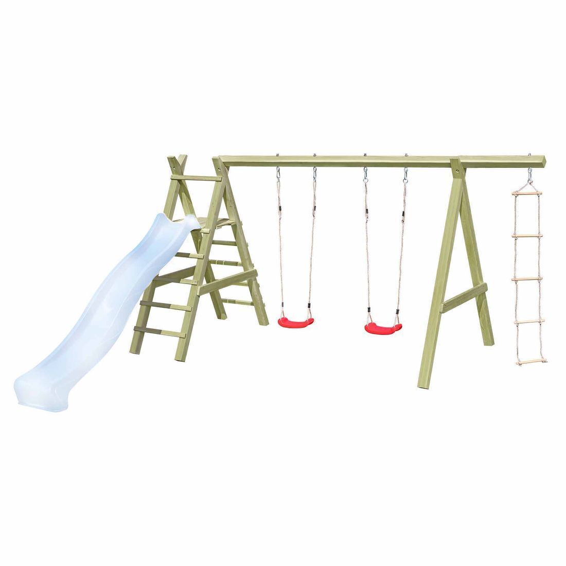 Schaukelgerüst mit Seil und Podest für Rutsche Premium Modell 5.2 aus Holz