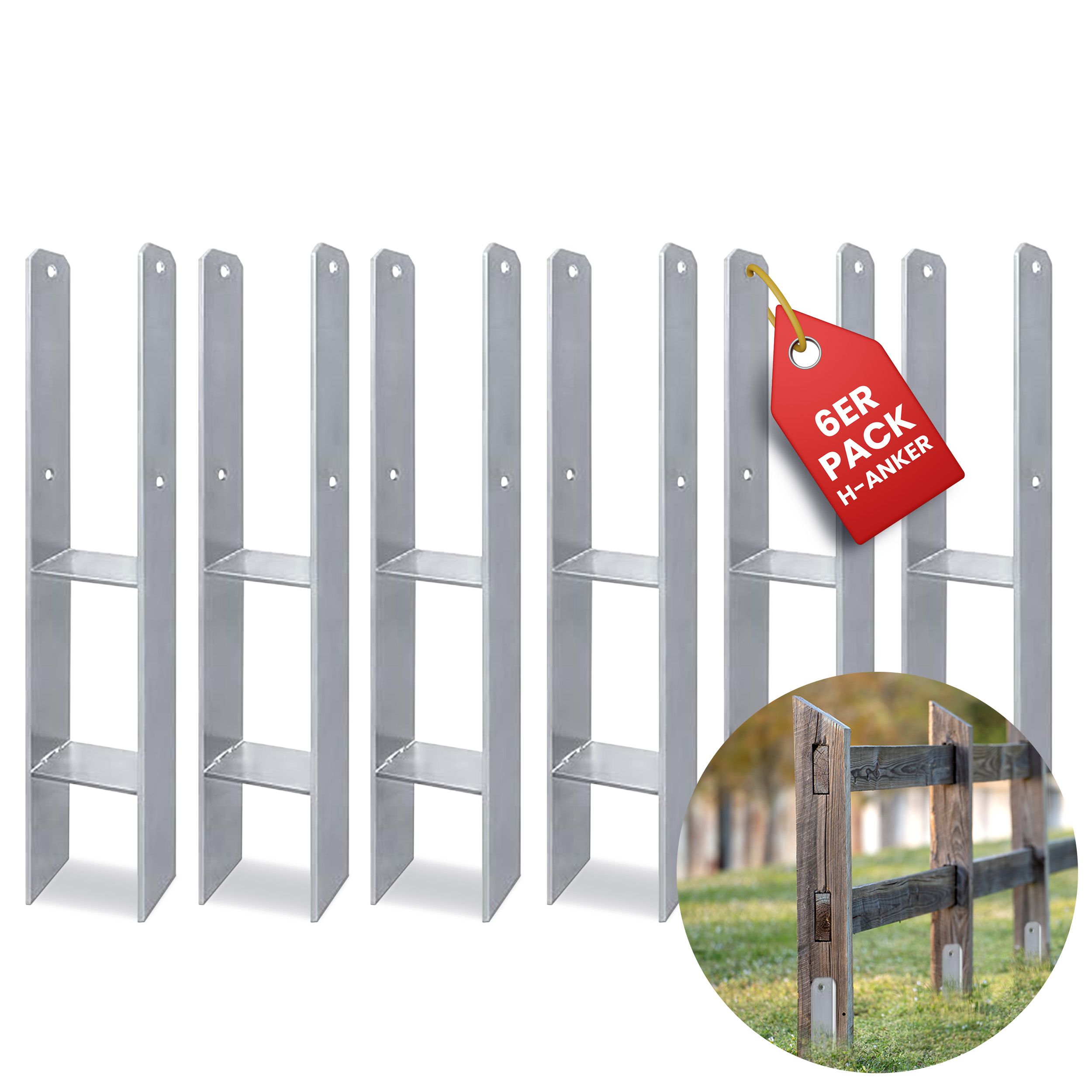 H-Anker Pfostenträger verzinkt für Holz-Pfosten 