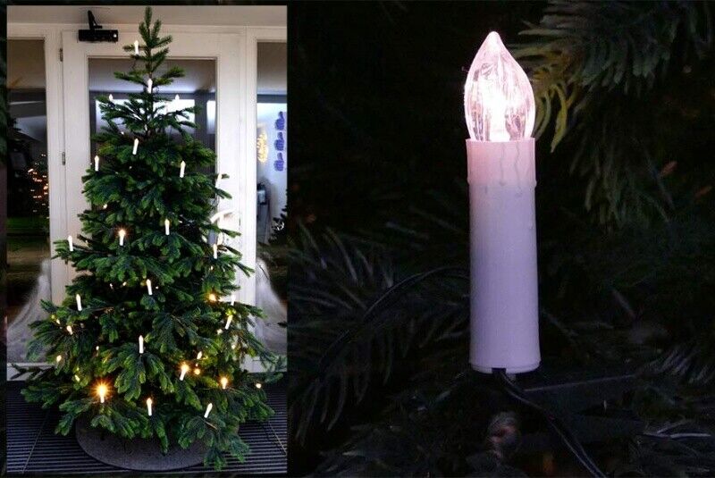 Weihnachtsbaum-Lichterkette 14,5 m 30 LED-Kerzen warmweiß mit Timer-Funktion