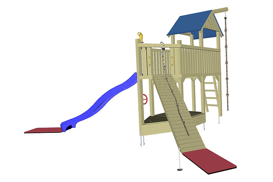Spielturm Admiral als Schiff mit Rutsche und Klettersteg Spielturm Admiral als Schiff mit Rutsche und Klettersteg