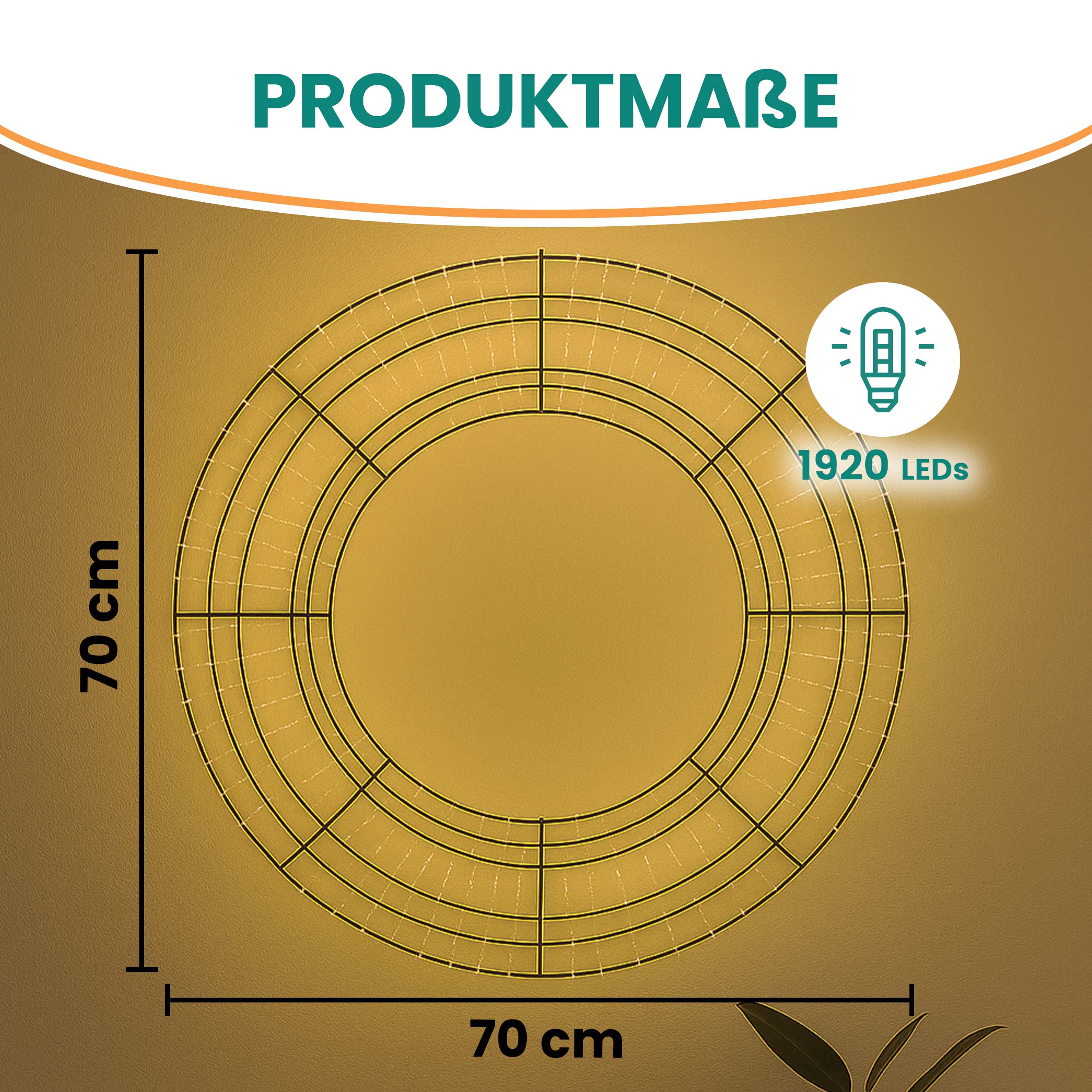Lichterkranz Ø 70 cm mit 1920 LED warmweiß Timer-Funktion IP44
