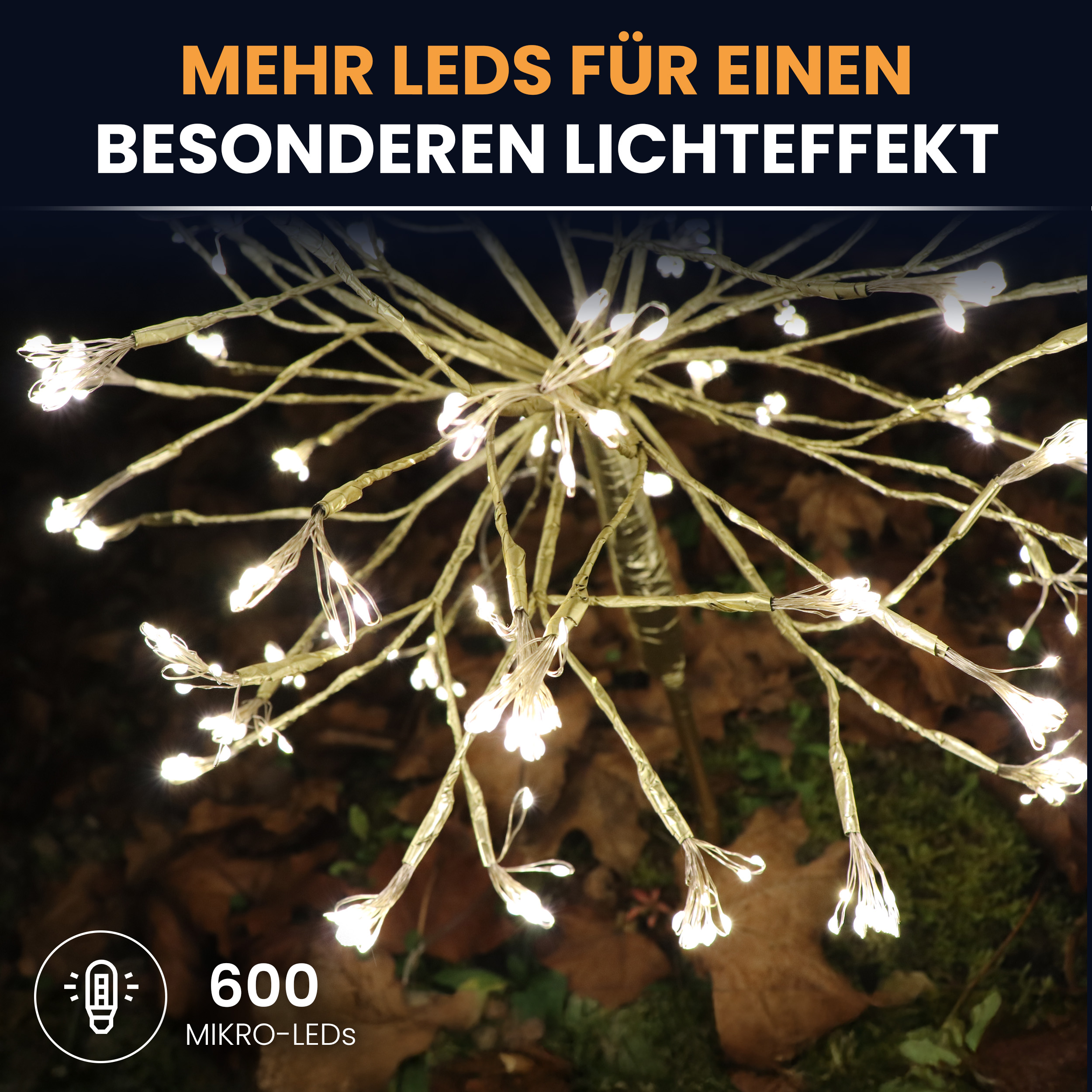 5wfklhLVNxcRed Lichterbaum 45 cm 600 LED warmweiß Timer-Funktion LED-Dekoration LED-Baum Weihnachtsdeko