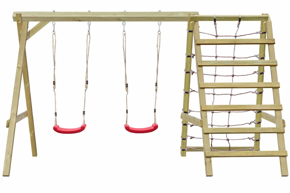 Doppelschaukel Nici mit Kletternetz und Sprossenleiter