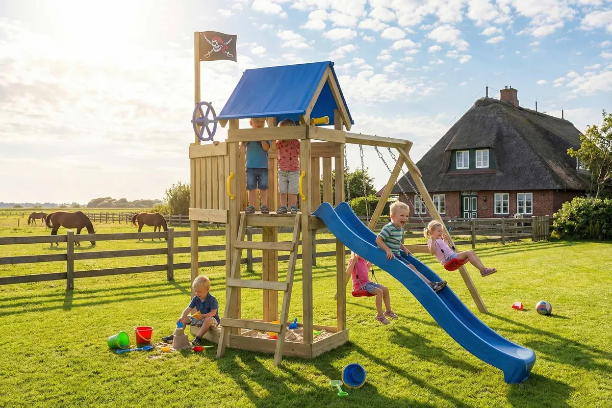 Spielturm Peter Fun mit Podest und Doppelschaukel