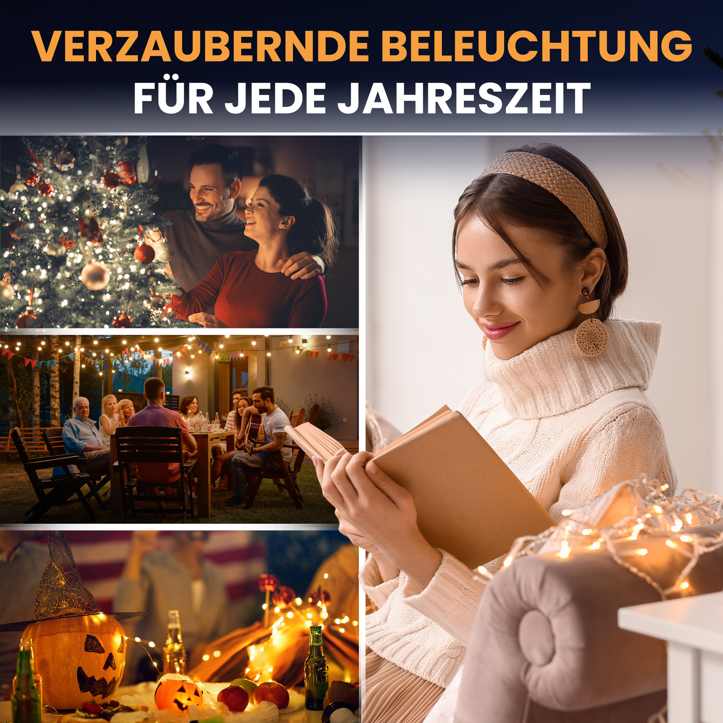 LED-Lichterkette Christbaum LED Lichterkette Dekobeleuchtung Timer 8 Programme Weihnachtsbeleuchtung