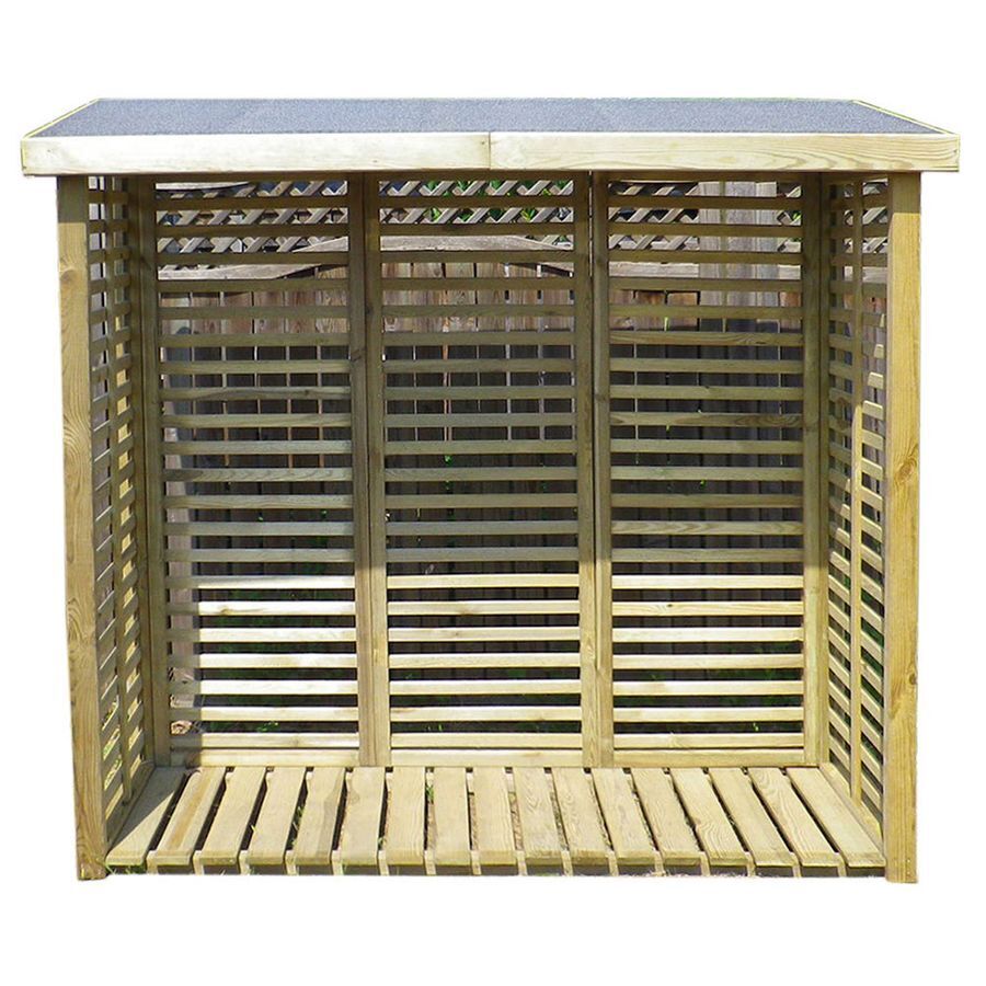 Kaminholzregal 2m³ mit Rückwand aus Holz KDI grün Brennholzlager Holzunterstand B208×T75×H200 cm