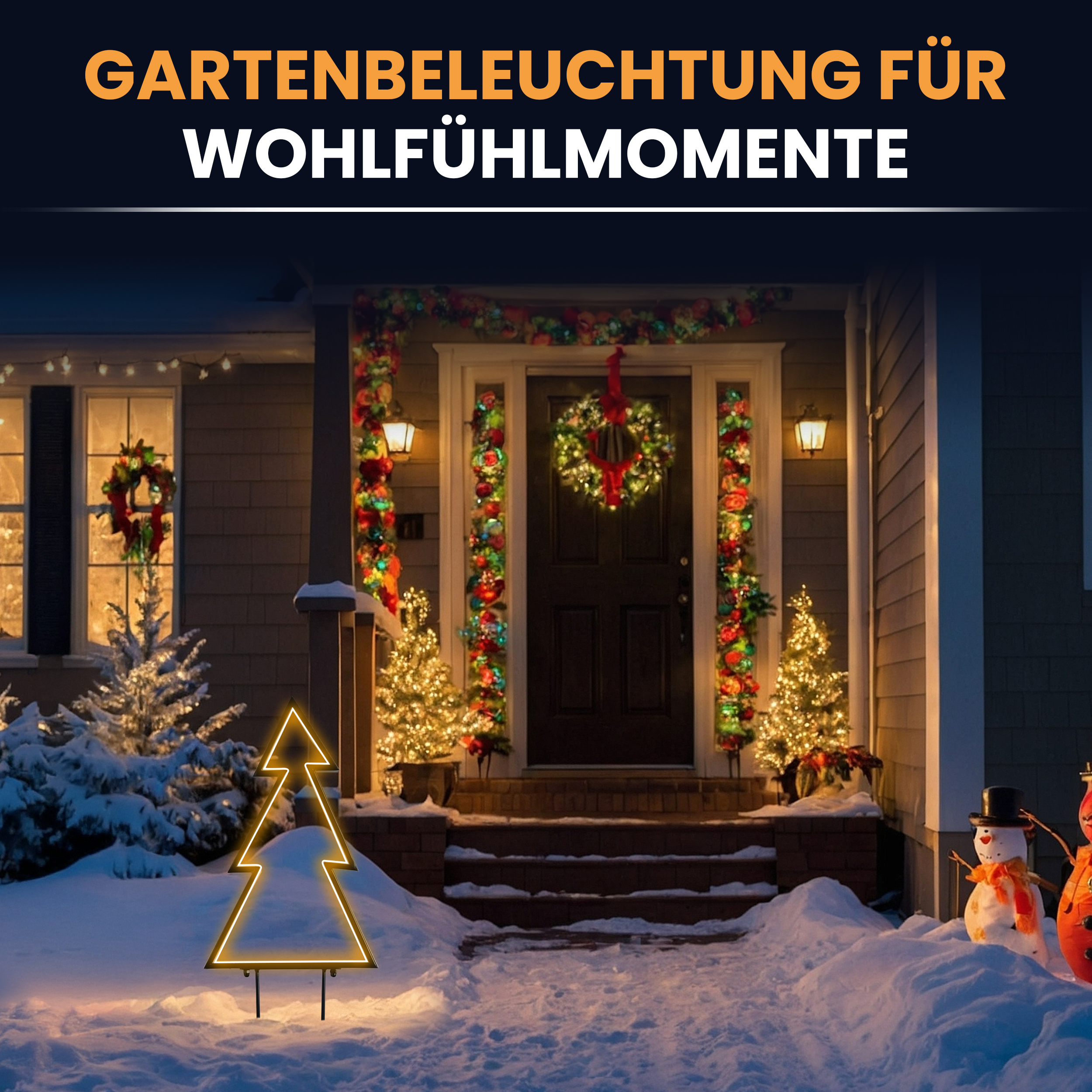 3dwOHmmfEroQTI Gartenstecker Neon-Tanne 153 LEDs warmweiß Weihnachtsstecker Neonbeleuchtung