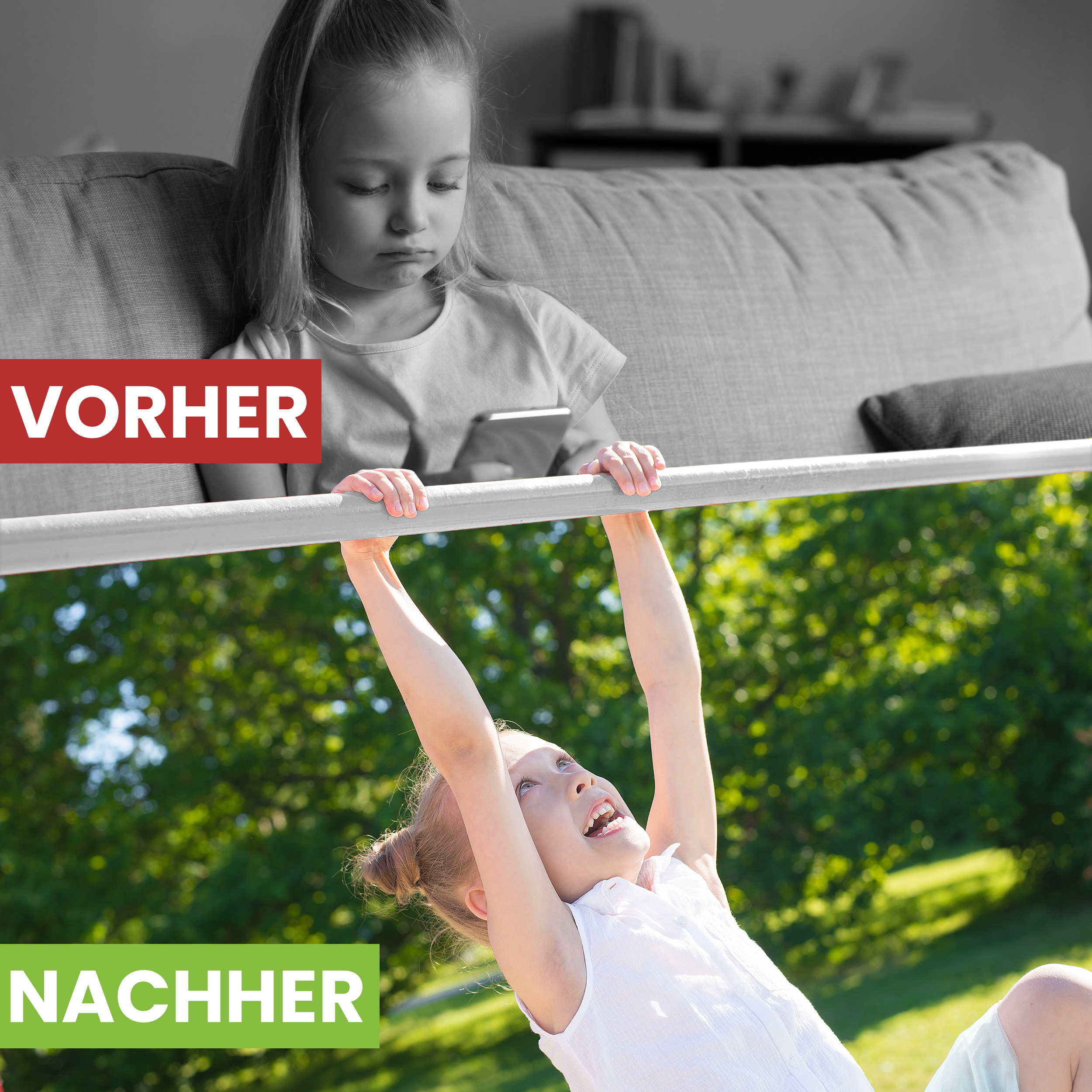 Turnreck aus Kantholz Kiefer imprägniert mit Edelstahl-Reckstange und H-Anker