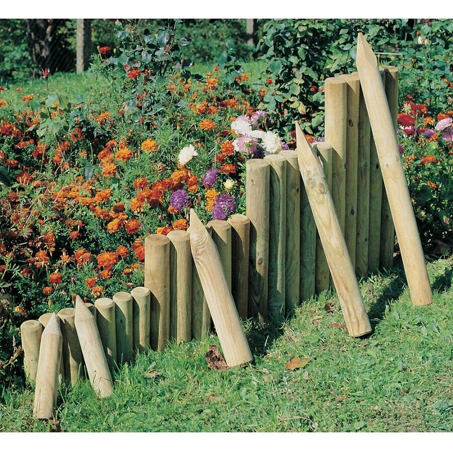 Palisaden Ø 6 und 8 cm Beetumrandung verschiedene Längen Rasenkante Holz-Pfosten KDI Pfahl