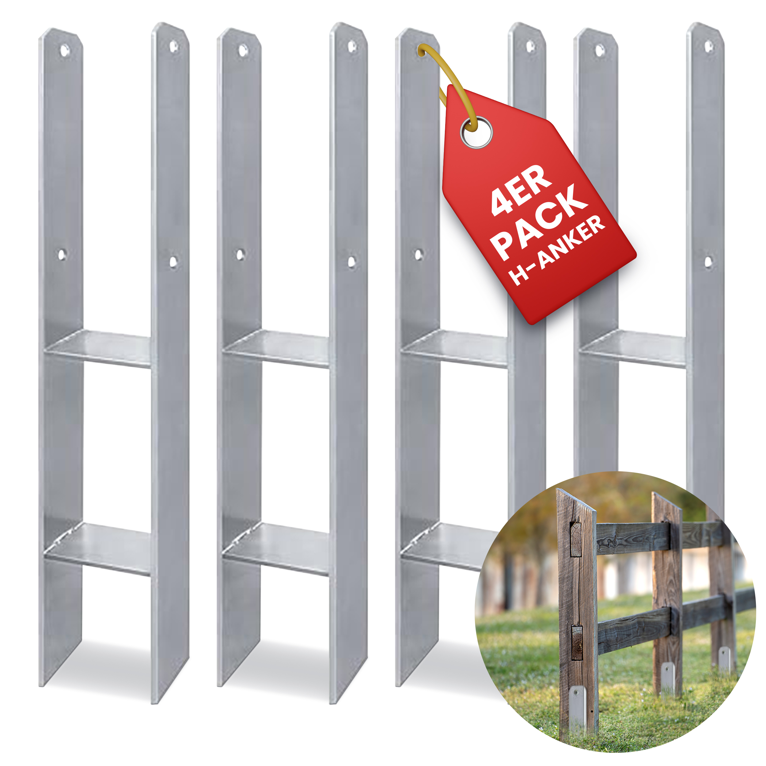 H-Anker 600x71x6 mm Pfostenträger für Pfosten 7x7 cm Spielturm Carport