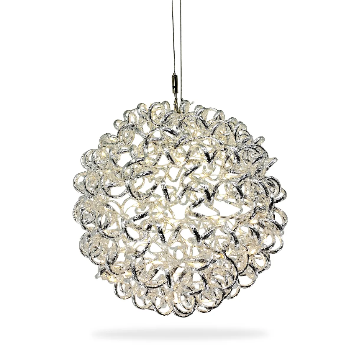 Silber-Dekorationen Aluminium Stern Ball mit LED warmweiß 1 x Ø40 cm + 1 x Ø30cm