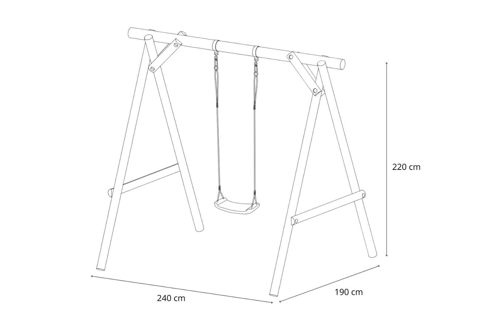 Schaukelgestell Einzelschaukel Schaukelgerüst für Kinder Holz KDI Classic