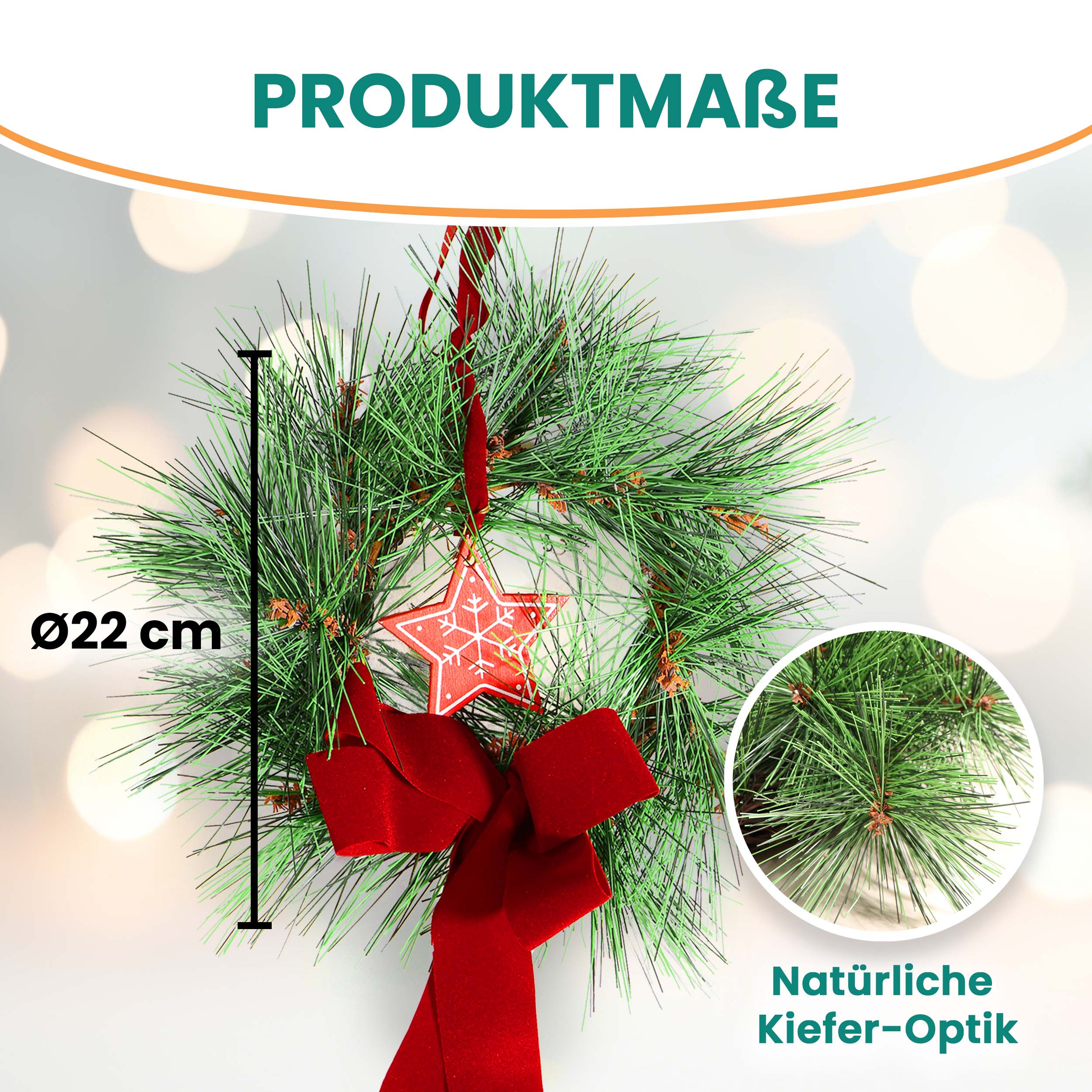 2 Stück Künstlicher Advents-Türkranz Türschmuck Ø 22 cm Weihnachtskranz