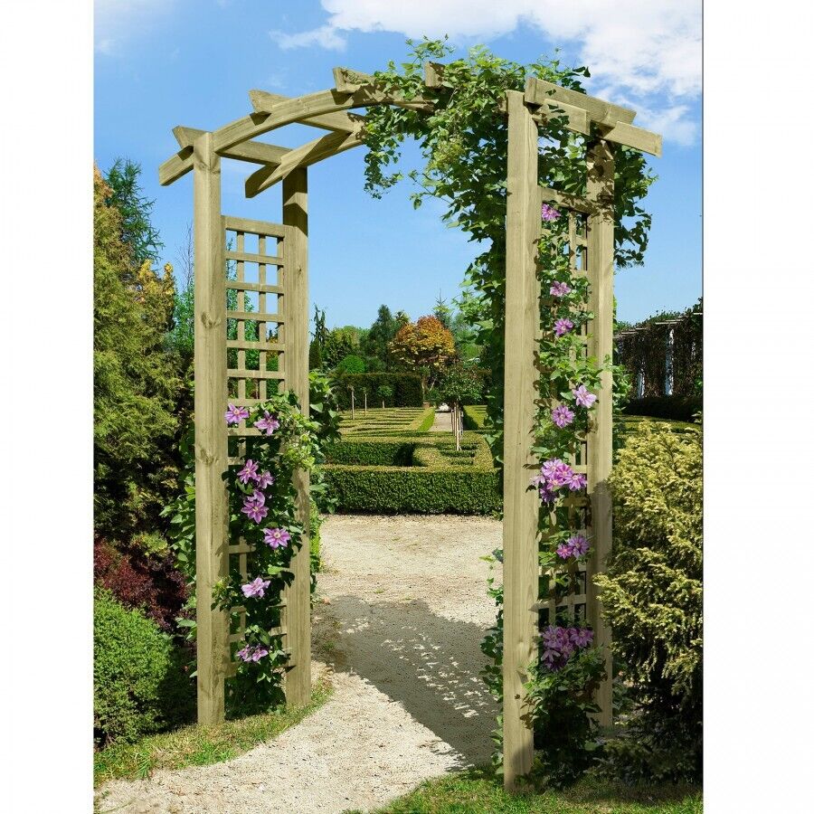 Torbogen Pergola Holzbogen aus Holz KDI mit Rankgitter Rosenbogen Rankhilfe