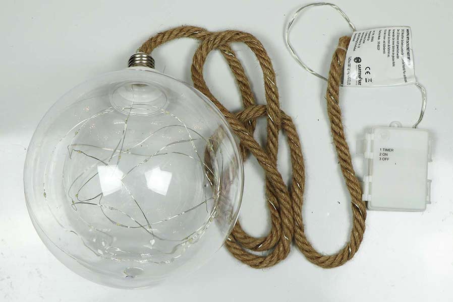 Leuchtkugel ⌀ 20 cm 60 LED warmweiß Kugelleuchte mit Seil zum Aufhängen