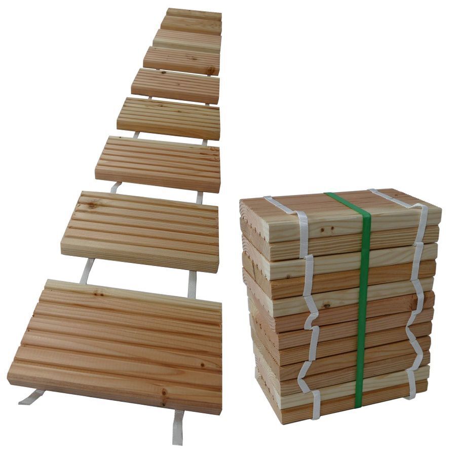 Rollweg aus Lärchenholz Gartentritte Trittplatten aus Holz Fliesen Weg im Garten