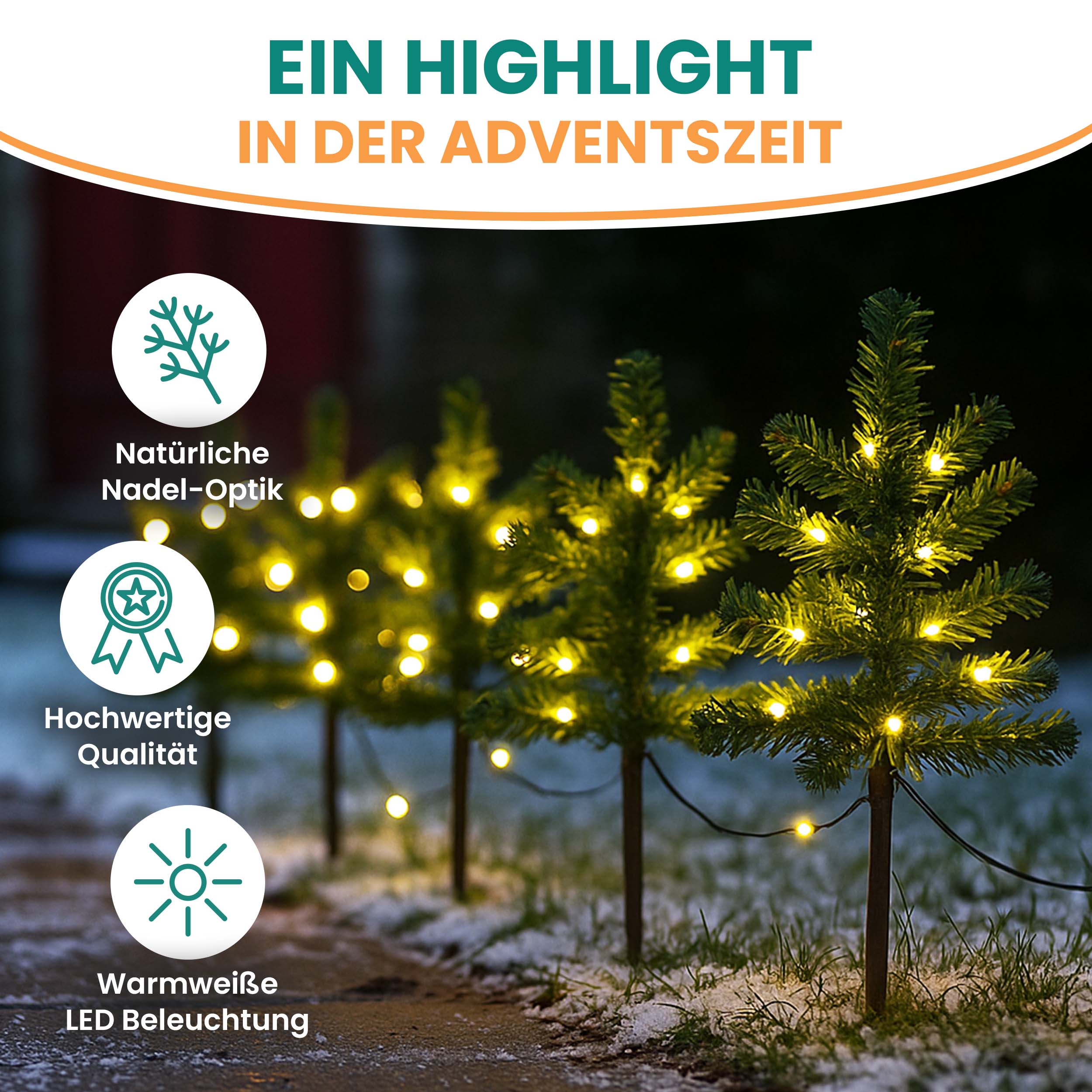 Tanne 5er Set mit LED warmweiß Lichterkette Weihnachtsbäumen Mini-Tannen Weihnachtsdekoration