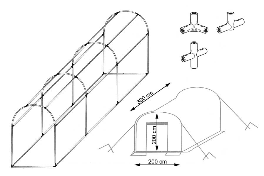 Foliengewächshaus 3x2 m - Treibhaus - Gewächshaus mit 6m² Grundfläche Foliengewächshaus 3x2 m - Treibhaus - Gewächshaus mit 6m² Grundfläche