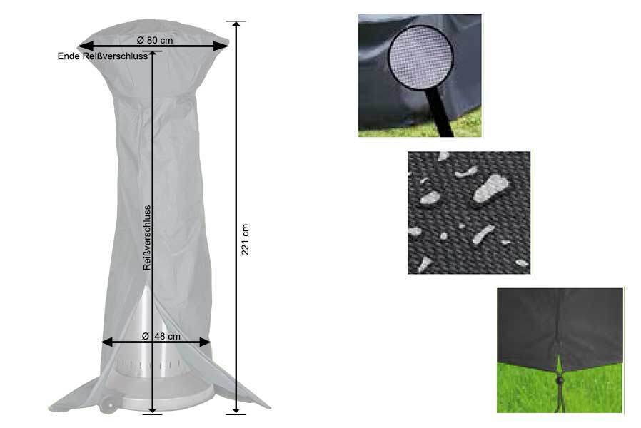 11sMEQeBBfiaGbS Heizpilz Abdeckung 221 cm Ø 80 cm Schutzhülle Abdeckhaube Haube für Heizstrahler