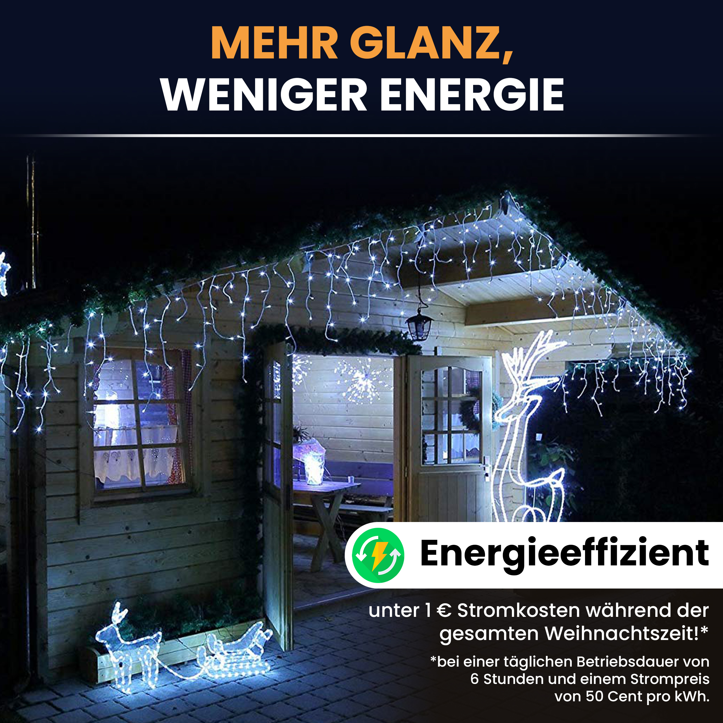 Gartenpirat LED-Eisregen-Lichterkette 12 m Kaltweiß IP44