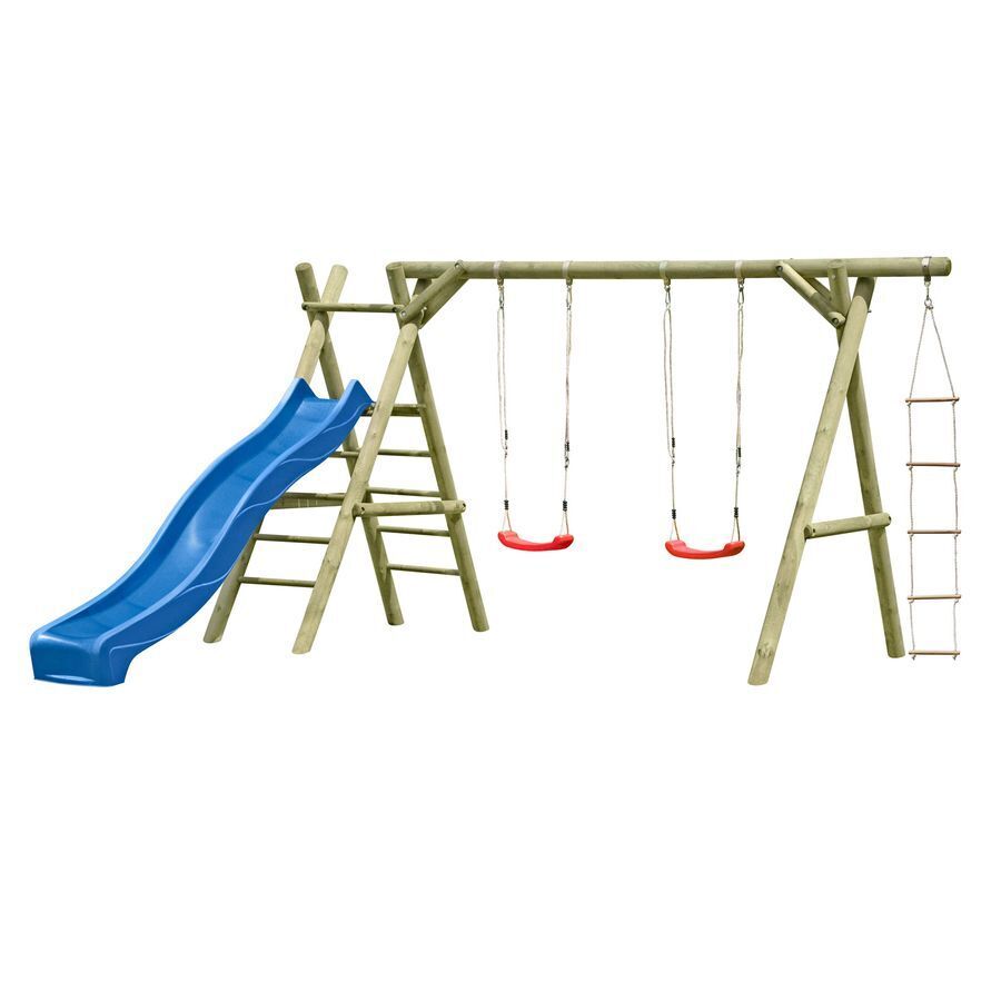 Schaukelgerüst Typ 5.2 Classic für Kinder aus Holz KDI Doppelschaukel mit Seil und Podest