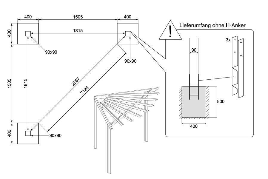 ddFictQCiyBzb8E Eckpergola 240 x 240 x 220 cm Pergola aus Holz für Terrasse Gartenecke