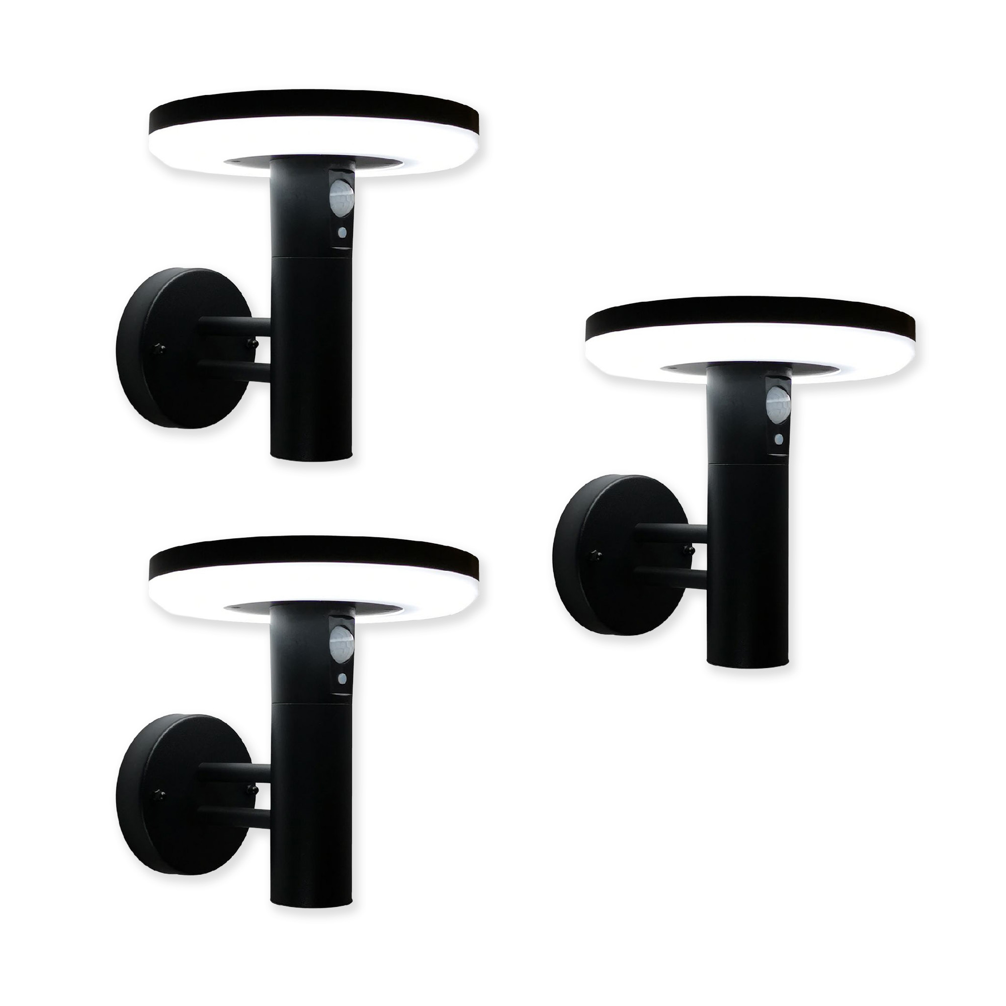 3er Set LED Solar Wandleuchte mit Bewegungsmelder Edelstahl