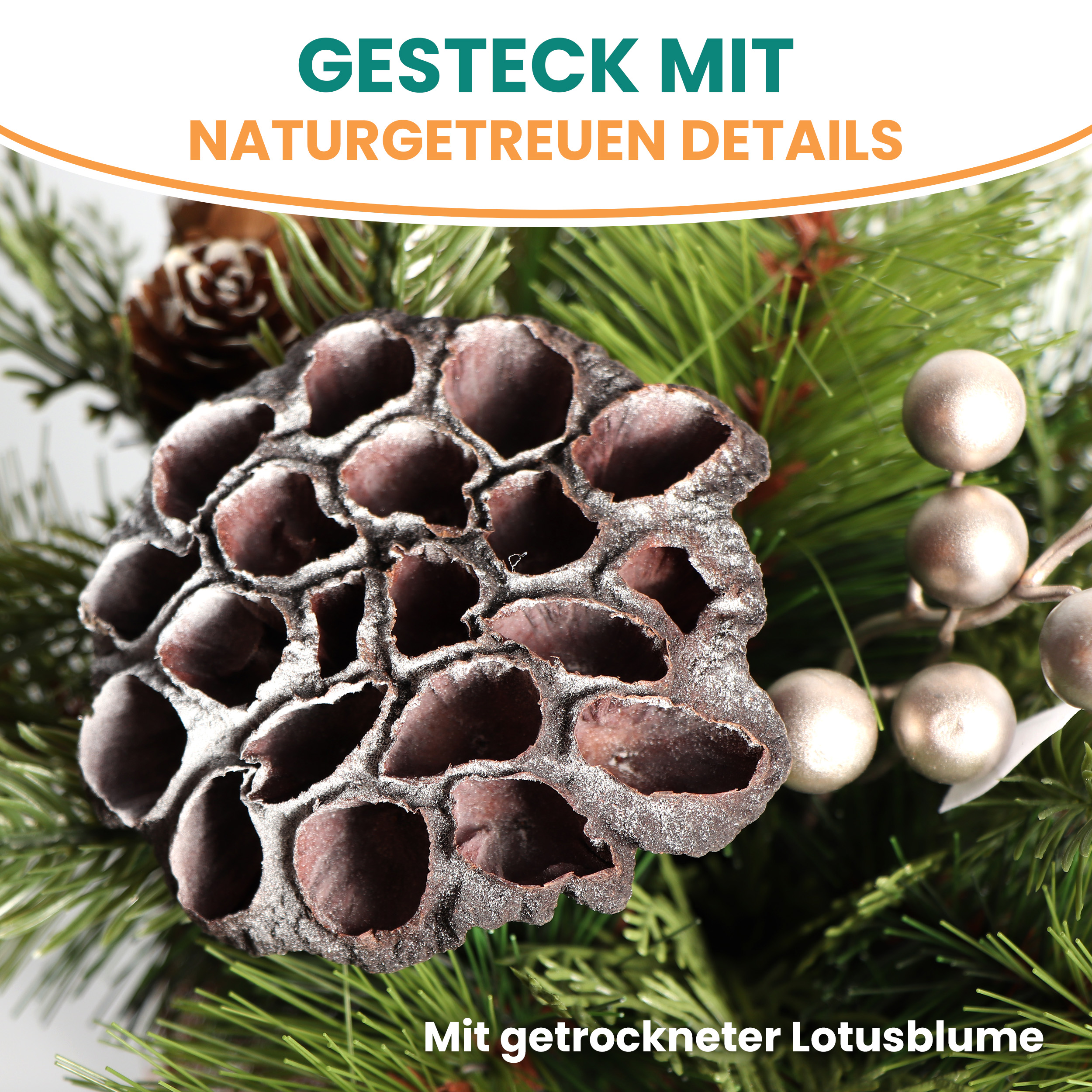 Adventsgesteck im Glas Ø24 cm fertig dekoriert 