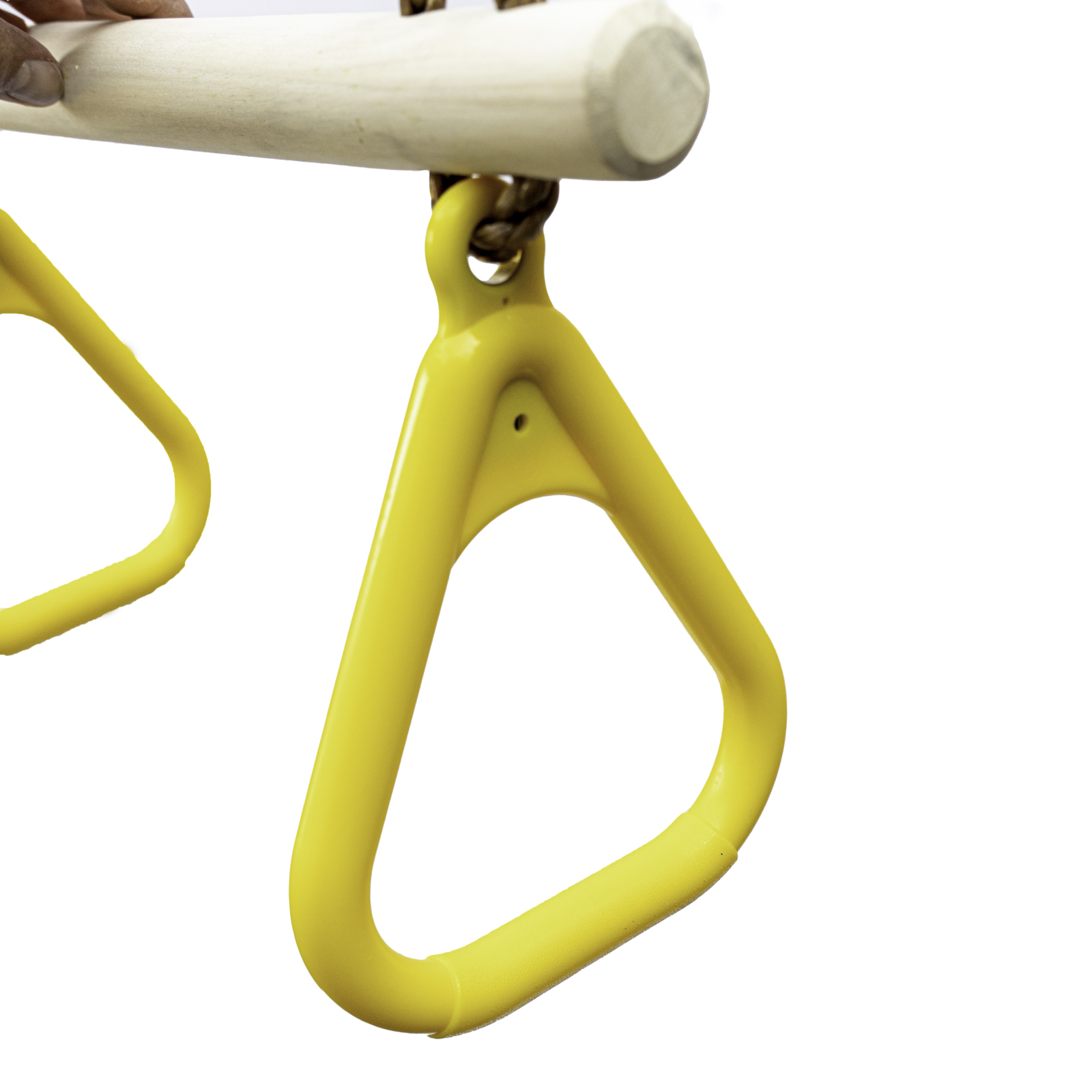 Trapez mit Kunststoffringen Holztrapez für die Schaukel außen