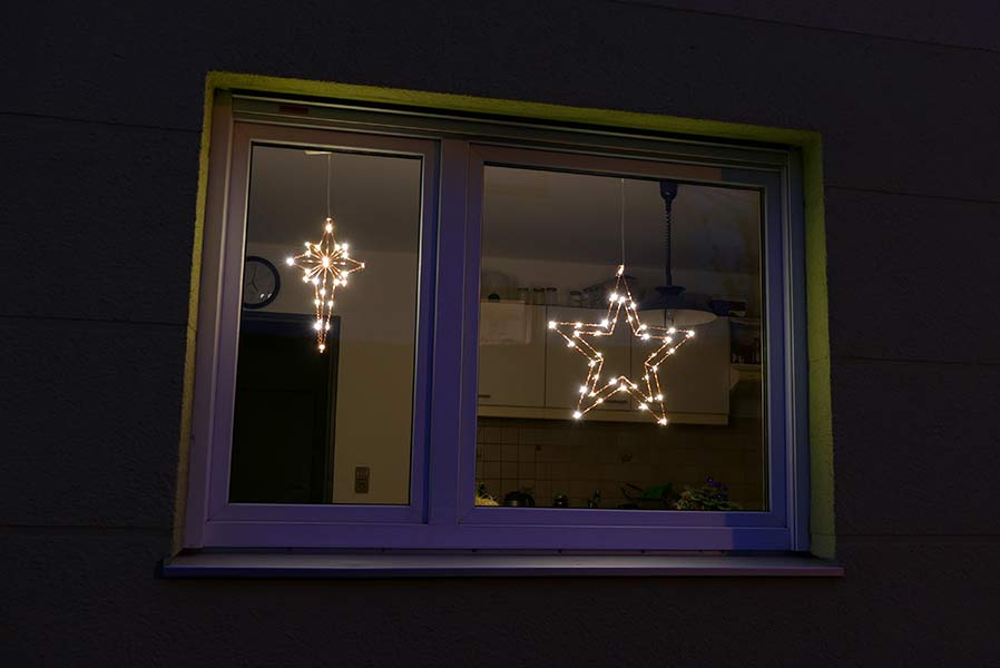 b2BXMGiW7YvFIPG Weihnachtsstern aus kupferfarbenem Draht mit LED-Lichtern warmweiß Fensterstern