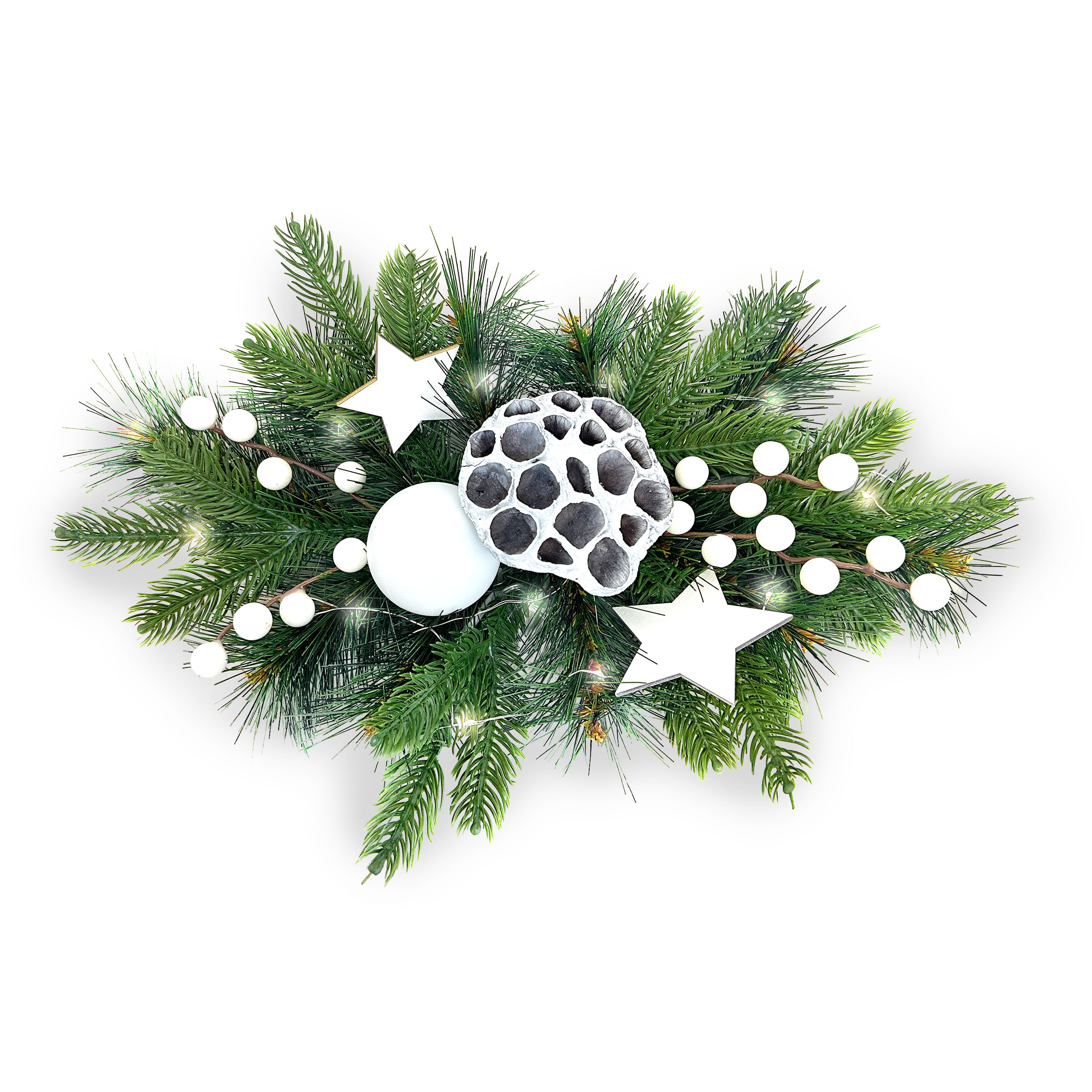 Adventsdeko 26 x 42 cm Adventsschmuck mit weißer Deko