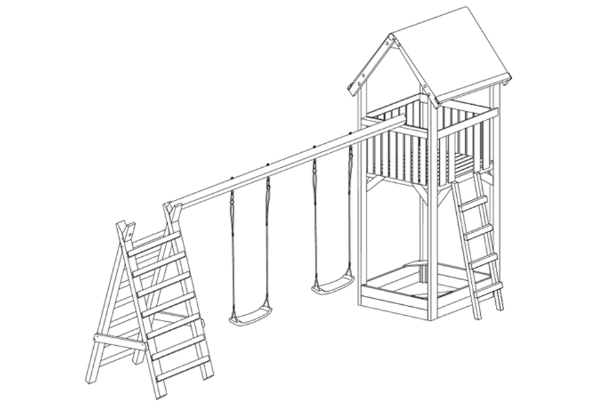 Spielanlage "Nassau" Spielturm inkl. Doppelschaukel und Sandkasten Spielanlage "Nassau" Spielturm inkl. Doppelschaukel und Sandkasten