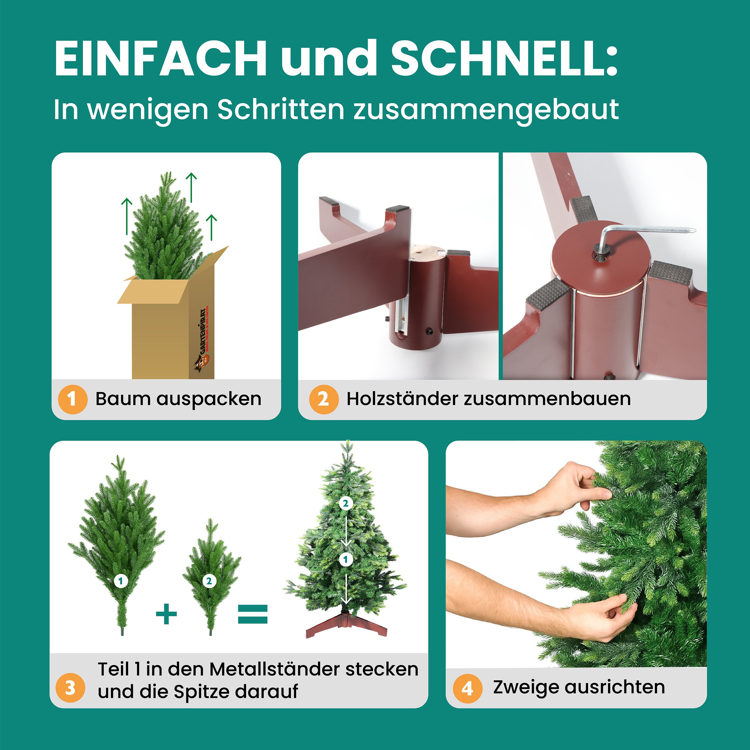 BonTree Tanne künstlicher Weihnachtsbaum ohne LED Christbaum Komfort Set BonTree Tanne künstlicher Weihnachtsbaum ohne LED Christbaum Komfort Set