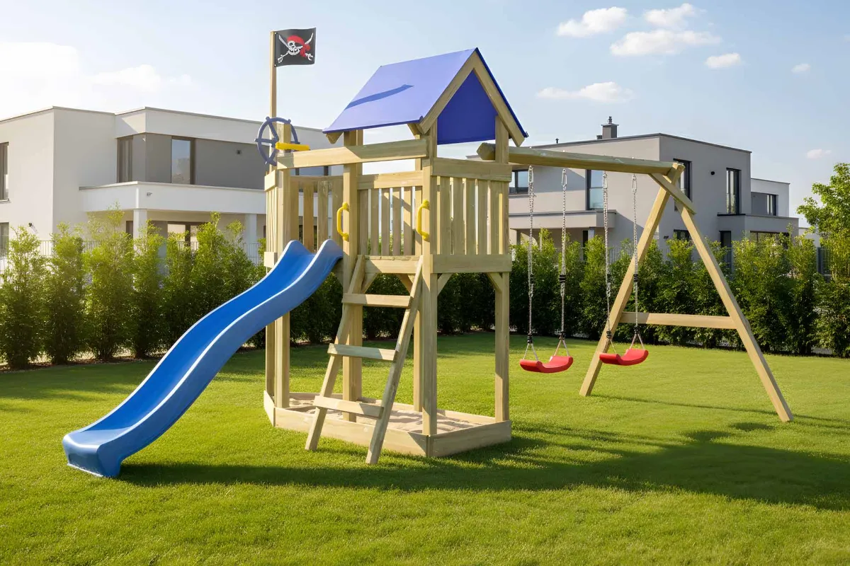 Spielturm Georg Fun mit Doppelschaukel und Podest