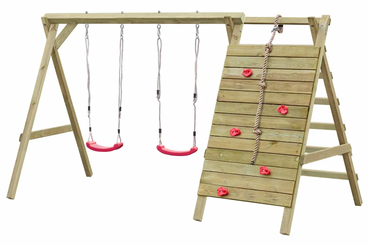 Doppelschaukel Mats mit Kletterwand und Sprossenleiter