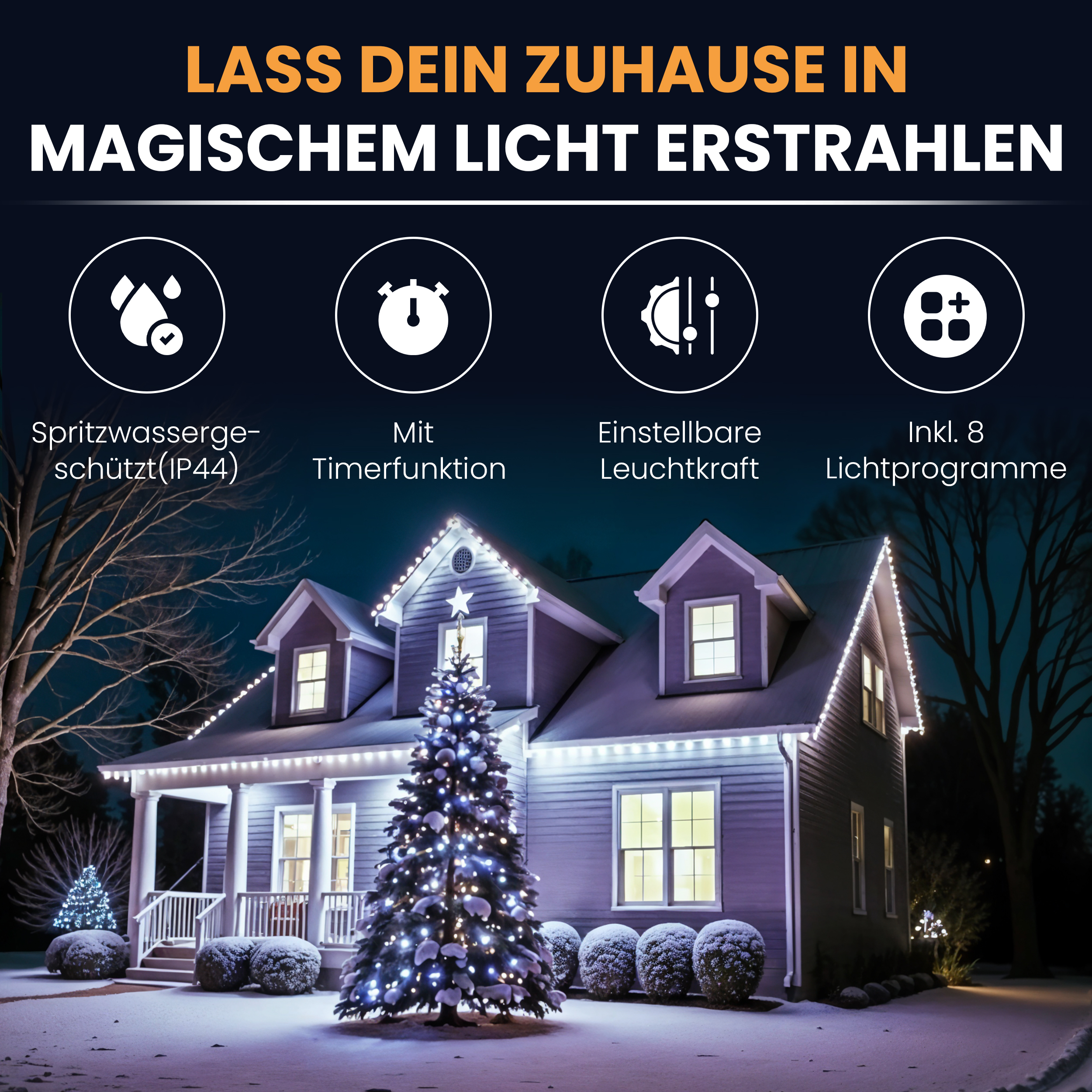 LED-Lichterkette Christbaum LED Lichterkette Dekobeleuchtung Timer 8 Programme Weihnachtsbeleuchtung