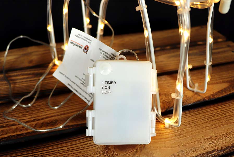 Beleuchtetes Rentier Weihnachtsdeko aus Draht und 83 Micro-LED Batteriebetrieben 35 cm hoch